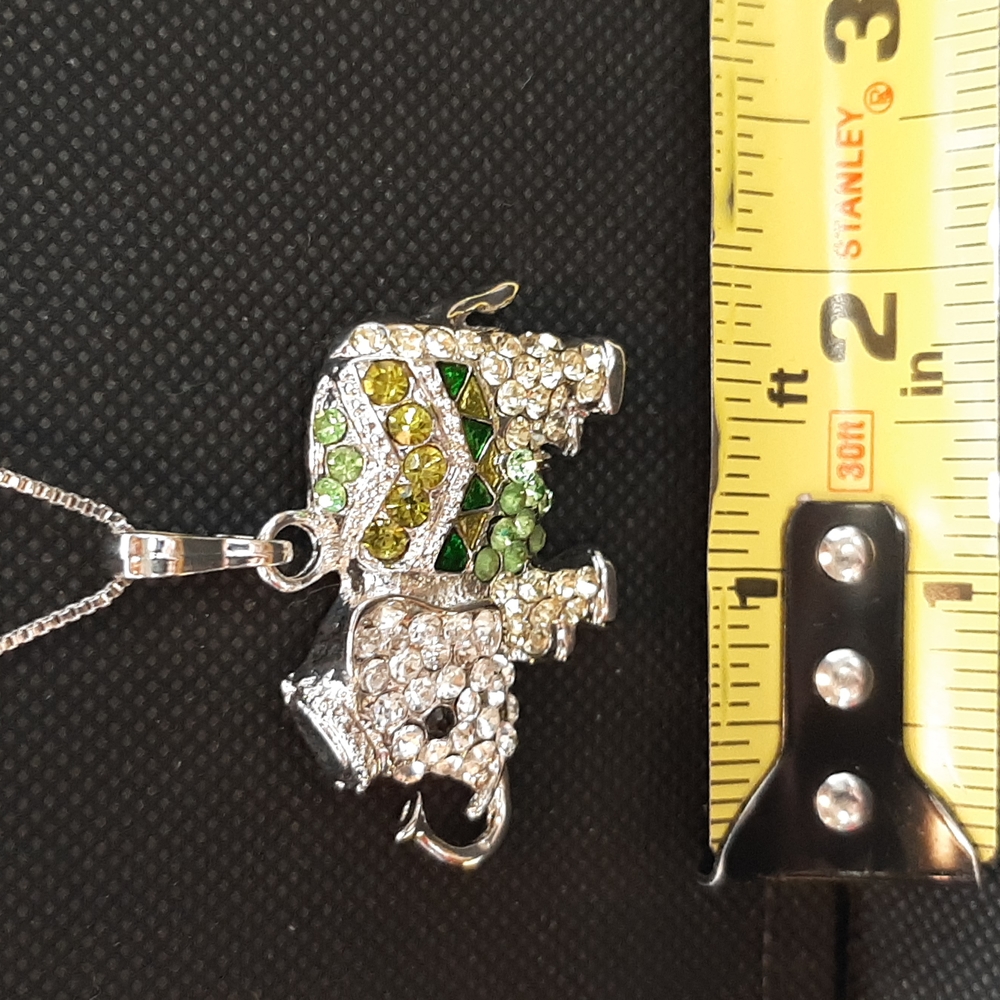 Charming Bejeweled Good Luck Elephant Pendant Necklace